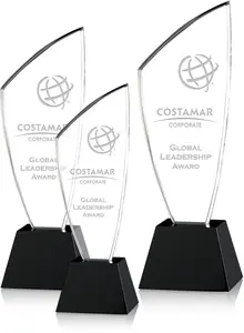 9" Crystal Customizable Award with Black Base for Corporate Recognition of Excellence