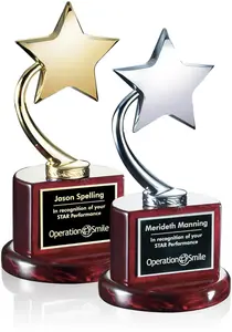 Custom Star Recognition Award with Rosewood Base for Corporate Appreciation