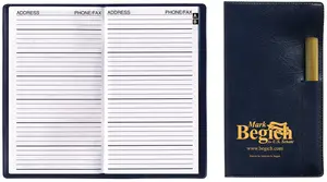 Branded Personalized Executive Vinyl Cover Address Book with Pen