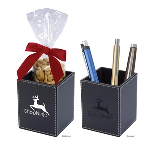 Faux Leather Pen Cup Set - Chocolate Almonds