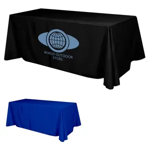 Flat Polyester 4-Sided Table Cover - fits 8' standard table