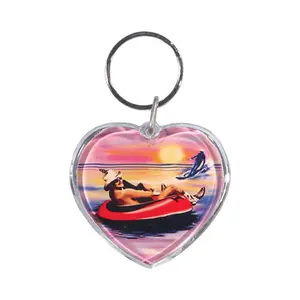 Full Color Heart Shape Acrylic Keytag (1 3/4")