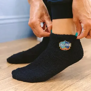 Fuzzy Socks With Woven Patch