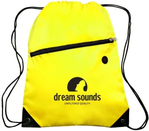 Custom Globe Trotter Drawstring Backpack - 210D Polyester with Front Pocket