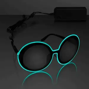 Glow LED Wire Round Sunglasses (Dark Tinted Lenses)