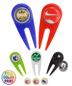 Golf Divot Tool with Customizable Metal Ball Marker