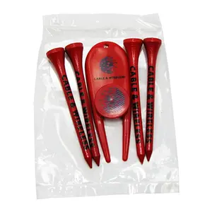 Golf Tee Poly Packet w/ 4 Tees, 1 Ball Marker & 1 Divot Tool