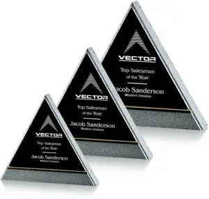 Custom-Branded Acrylic & Brass Finish Greenwich Pyramid Award