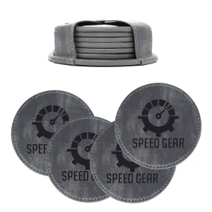Greyson PU Leather Coasters: 6 Pc. Set In Holder