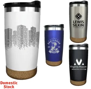 Customizable Halcyon 20oz Double Wall Cork Tumbler with Acrylic Lid