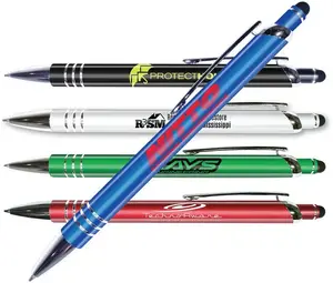 Custom Halcyon Vortex Metal Pen/Stylus with Soft Touch Finish & Chrome Accents for Businesses