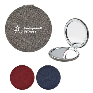 Heathered Circular-Encased Travel Mirror