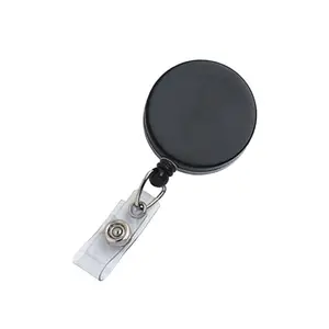 Heavy Duty Black & Chrome Combo Clip on Badge Reel