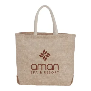Herringbone Jute Tote Bag