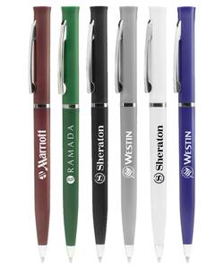 Hotel Desk Twister Pen with Silver Trim - Promotional