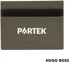 Hugo Boss® Matrix Custom Leather Card Holder - Personalized Logo Products