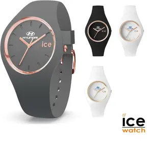 Customizable ICE Glam Silicone Strap Watch with Sparkling Hands & Dial