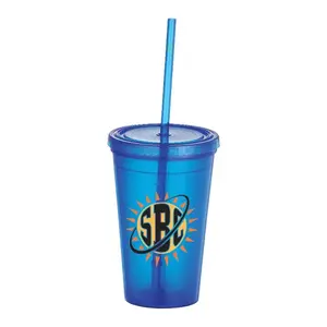 Custom Iceberg Double-Wall Tumbler with Straw - 16oz