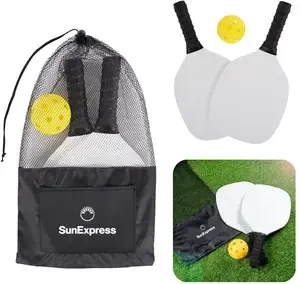 Custom Indoor Pickleball Set (2 Paddles & 1 Ball) - Branded with Drawstring Bag