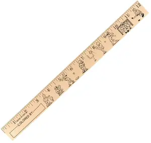 Kids Playing Sports "U" Color Rulers - Natural wood finish