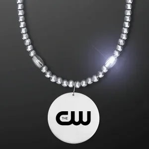 Light Up Silver Mardi Gras Beads with Medallion