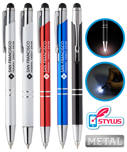 Lucid Metal LED Stylus Pen with Flashlight