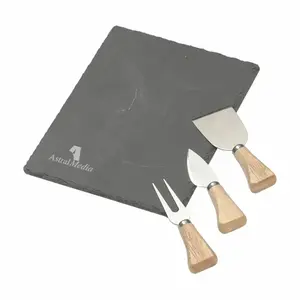 4pc Slate Cheese Set with Utensils for Artisan Cheese Presentation