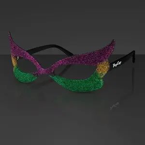 Mardi Gras Eyeglasses, Glitter Frames (NON-Light Up)