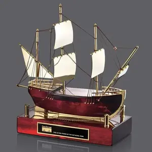 Handcrafted Maritime Sailboat Award with Rosewood Base - Custom Engraved