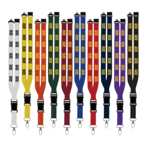 Maverick 1" Polyester Lanyard w/ Slide Buckle Release, Silver Metal Oval & Convenience Release