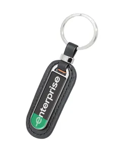 Metal Keychain with Leatherette Finish 