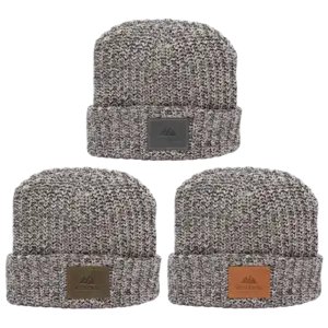 Milliner Cuffed Knit Beanie with Leather Patch