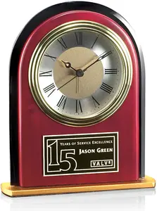 Custom Engravable Rosewood Clock with Gold Accents