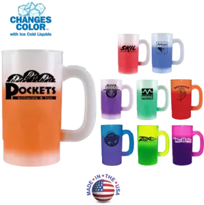 Color Changing Custom Branded Thumb-grip Beer Stein 14oz