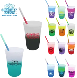 Color-Changing 22oz Stadium Cup Set with Straw and Lid for Promotions