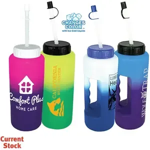 Custom Color-Changing Grip Bottle: 32 oz. with Logo Handle