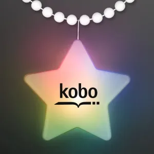 Multicolor LED Glow Star Clip-On Light Badge with White Beads