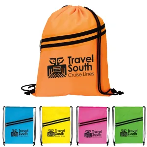 Custom Neon Multi-Zippered Drawstring Backpack