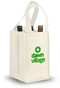 Non-Woven 4-Bottle Wine Tote - Natural