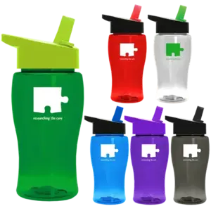 LogoBranded 18oz Transparent Bottle with Flip Straw Lid