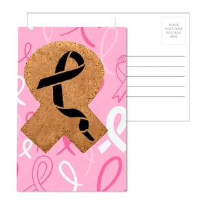 Post Card with Awareness Ribbon Cork Coaster