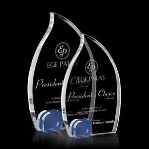 Custom Flame Award with Blue Accent - Premium Recognition