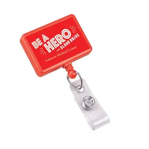 Rectangle Badge Reel W/Clear Vinyl Strap