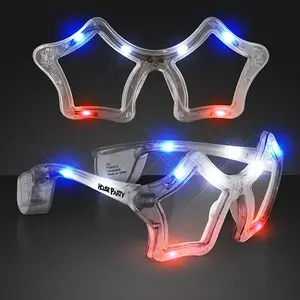 Red, White & Blue Flashing LED star shaped Sunglasses