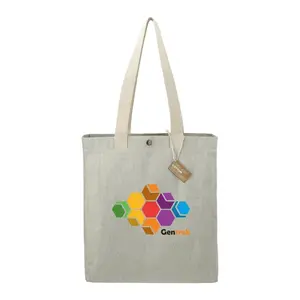 Custom Repose Recycled Cotton Box Tote w/Snap - 10oz