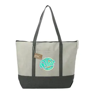 Custom Branded Recycled Cotton Zippered Tote - 10oz