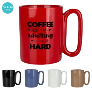 Retro 11 Oz Ceramic Mug With Large Handle