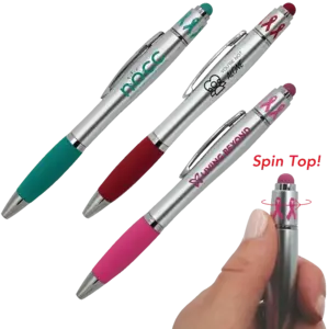 Customizable Ribbon Style Fidget Spin Pen with Stylus