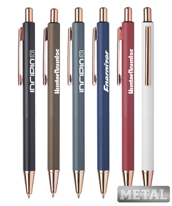 Rose Gold Trim Ridge Metal Pens