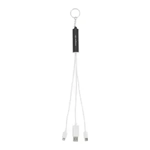 Branded Light Up Logo 5-in-1 Charging Cable with Keychain
